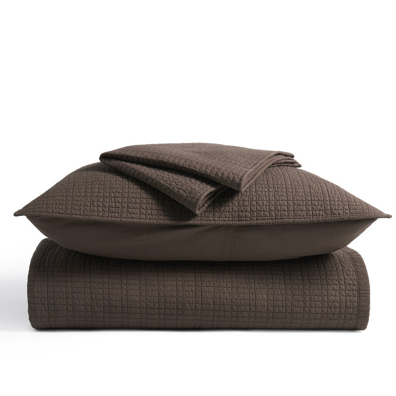 Evergrace 100% Cotton Quilt, Pre-Washed Modern Grid Stitch Lightweight Bedspread Coverlet For All Season, Oversized 3-Piece Quilt Set With 2 Pillow Shams