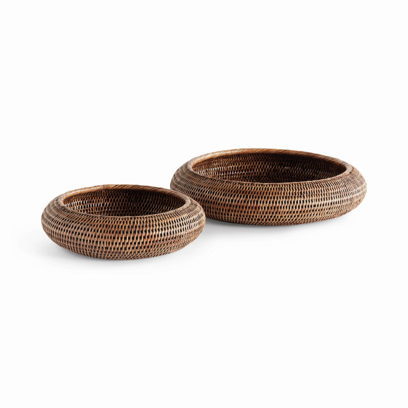 BURMA RATTAN SHALLOW DISPLAY BOWLS