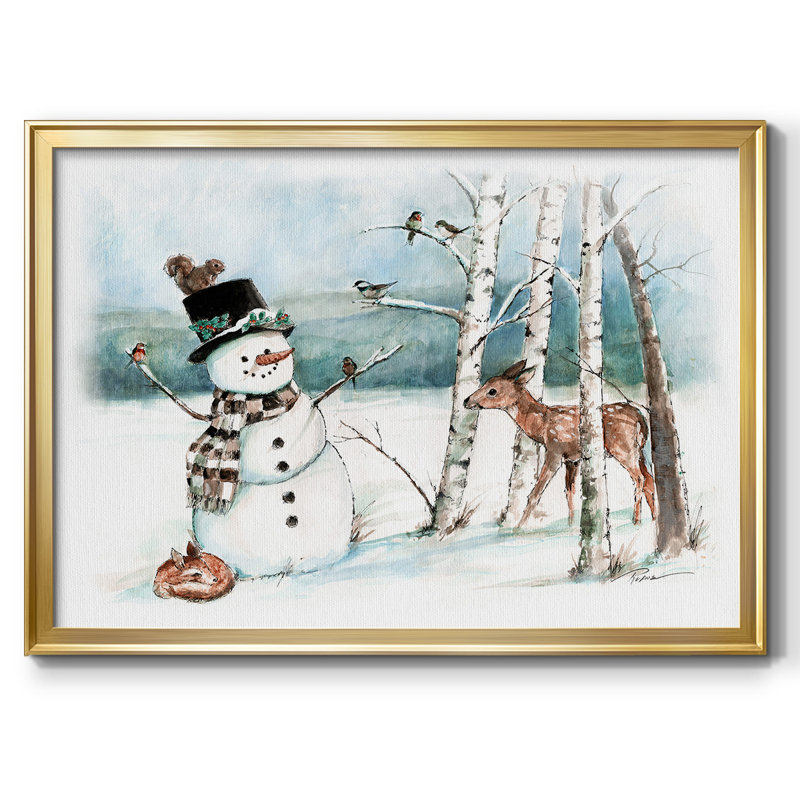 " Snow Friends ", Gold, 14" H x 20" W x 1.5" D