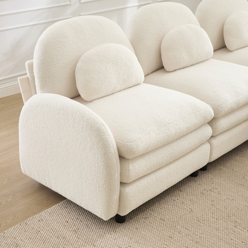 Canapé 4 places Teddy, 35.4" H x 129.1" W x 33.8" D, Beige White