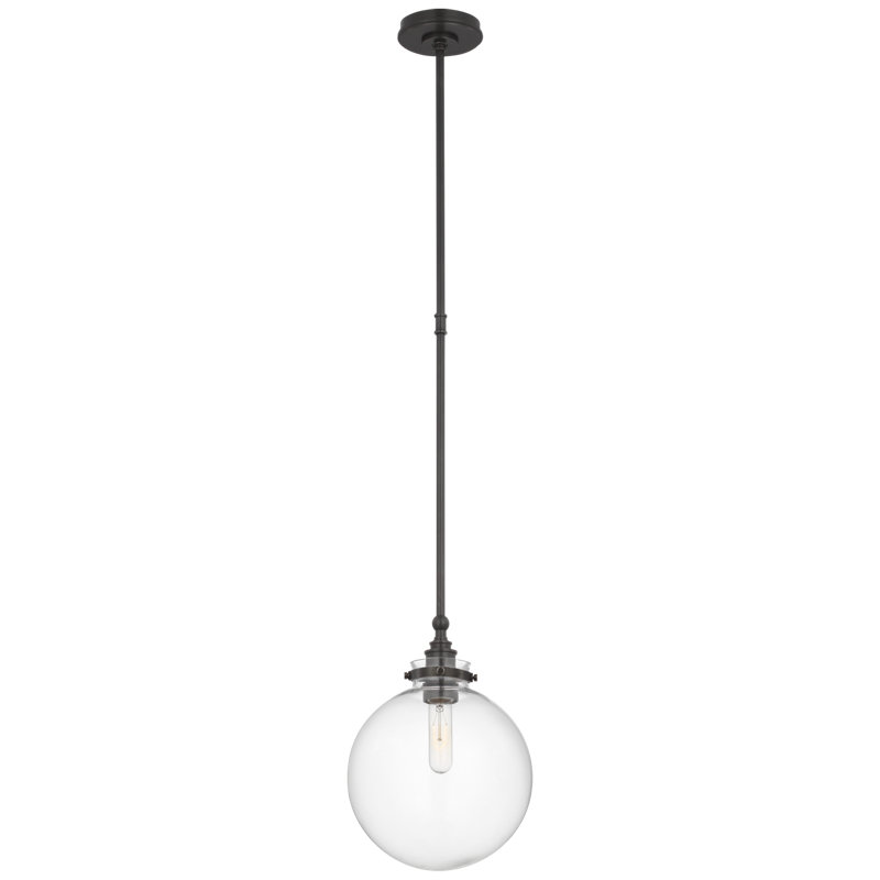 Parkington 1 - Light Pendant, Antique-Burnished Brass, Clear Glass, 17.75" H x 14" W x 14" D