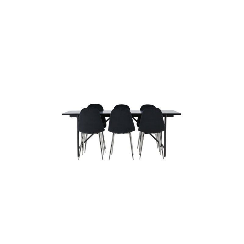 Castellanos 6 - Person Dining Set, Black, Black