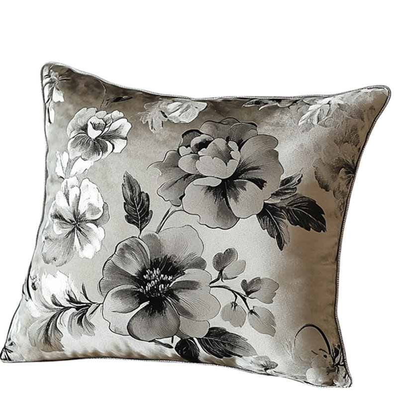 Oreiller rétro gris et blanc rose