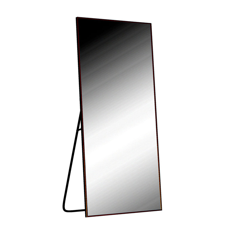 Lensa Rectangle Metal Full Length Wall Mirror with Embedded Bracket, 79" x 35", Black