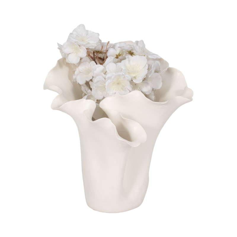 Vase en grès céramique moderne avec motif organique sculpté et silhouette artistique, H 11 po x l 12 po x P 10 po