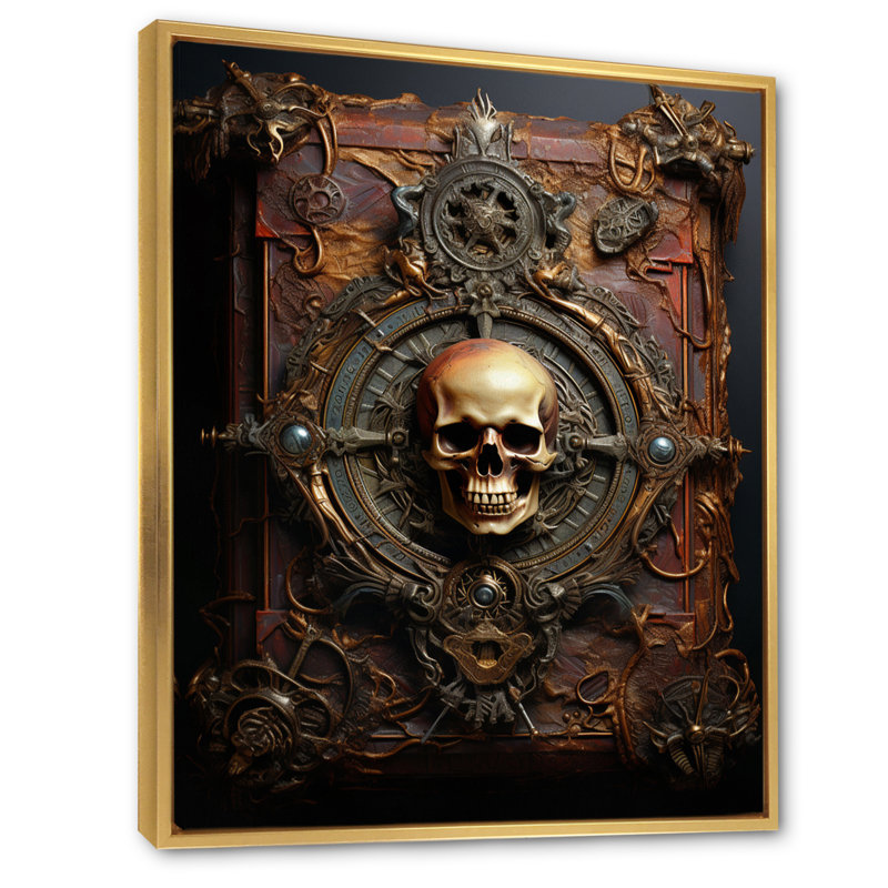 Impression sur toile pirate, thème du trésor nautique - livre de code pirate, H 20 po x l 12 po x P 1 po, Cadre flottant doré