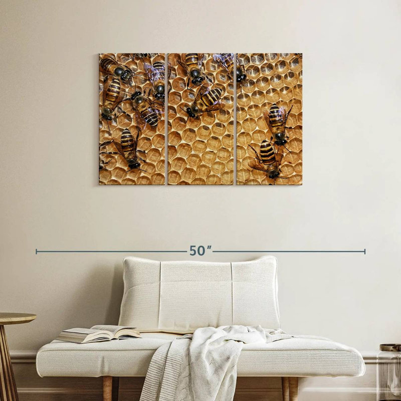 Brampt Honeycomb Bees, 24" H x 38" W