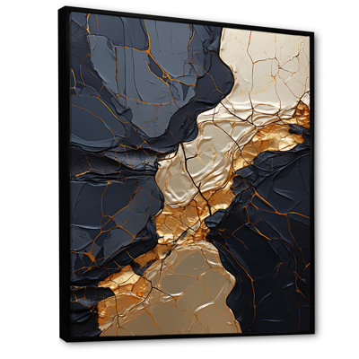 Minimalism Chrome Gold And Black Poteries II - Abstract Spirals Canvas Prints