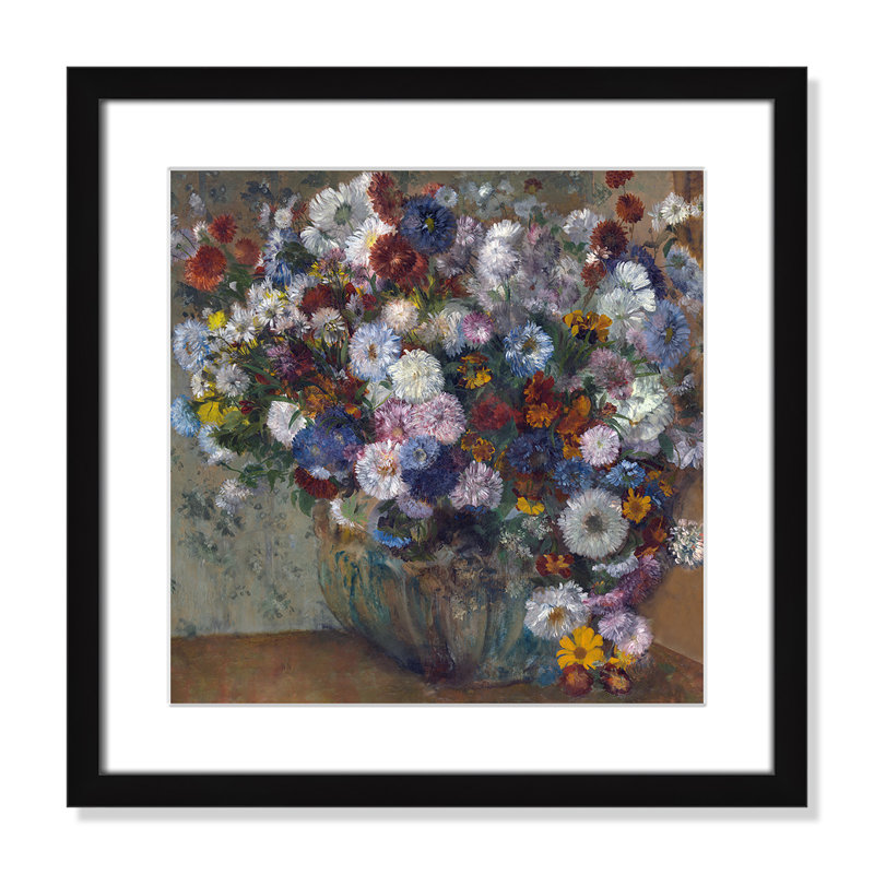 «A Vase of Flowers» par Edgar Degas, Papier avec cadre simple noir, Oui, H 17 po x l 17 po x P 0,75 po