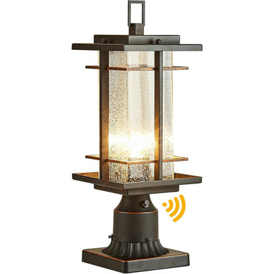 Post Lights Outdoor Dusk To Dawn Pillar Light Fixture With Seeded Glass Waterproof Exterior Lamp Post Lantern Hard-Wired Pole Mount Light Outside With 3-Inch Pier Mount Adapter