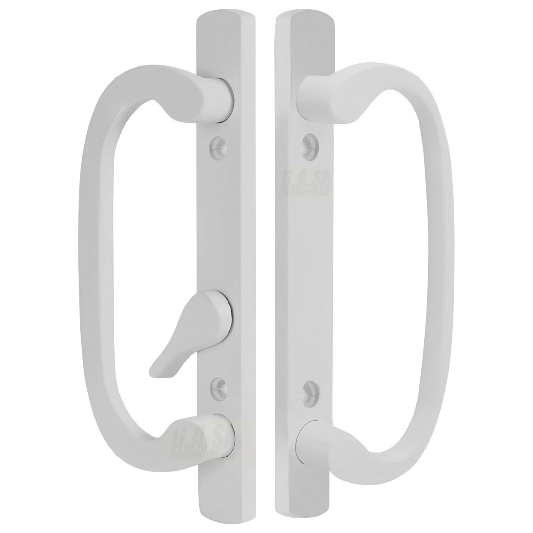 Mortise Style Sliding Patio Door Handle Set - Replace Old or Damaged Door Handles Quickly and Easily  White Diecast, Non-Keyed, Fits 3-15/16 In. Hole Spacing (1 Set) Prime-Line 