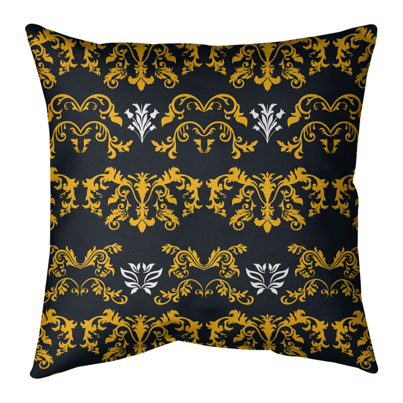Housse de coussin Pittsburgh Football Baroque, Noir, jaune, blanc, Faux lin, 18" x 18"