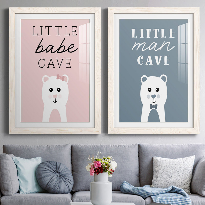 «Little Babe Cave», ensemble de 2 impressions, H 31,5 po x l 47 po x P 1,5 po, Papier encadré blanc, Blanc
