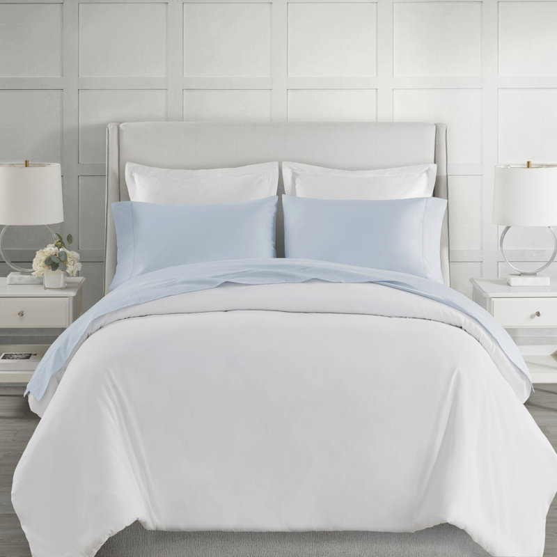 Ensemble de draps en coton de qualité égyptienne 500 fils, Grand, Bleu