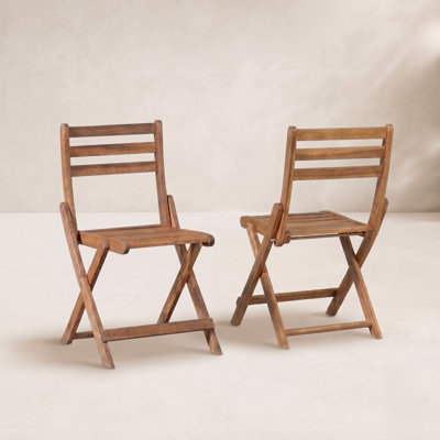 Solid Wood Patio Folding Chair (Set of 2)