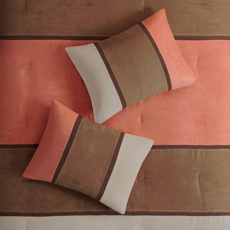 7 Piece Faux Suede Comforter Set Coral King
