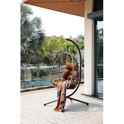 Fauteuil à œufs avec support, chaise suspendue d'extérieur avec coussins pour l'intérieur et l'extérieur