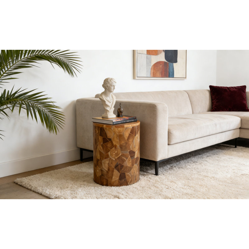 Table de bout cylindrique en bois massif