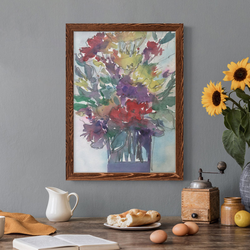 Pièces de jardin II - peinture sur toile encadrée, Érable encadré, H 17 po x l 20 po x P 1 po
