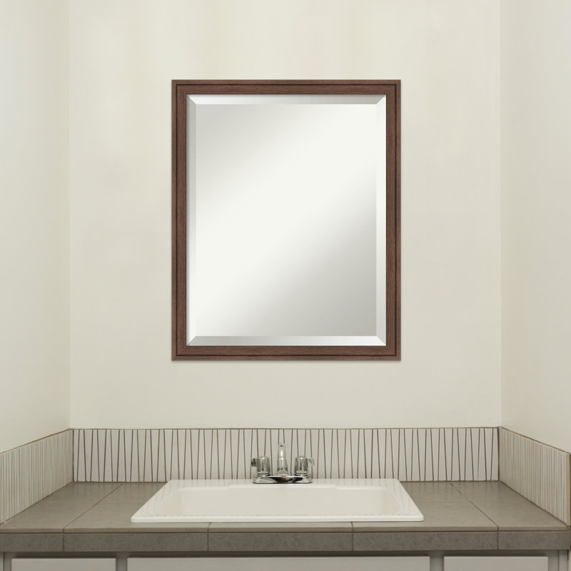 Merima Rectangle Wall Mirror, Medium Brown, 21.75" x 17.75"