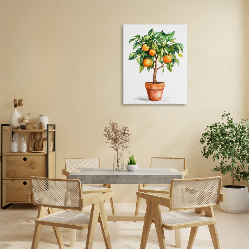 Toile d'arbre orange en pot, design par Shelly Craig, H 20 po x l 16 po
