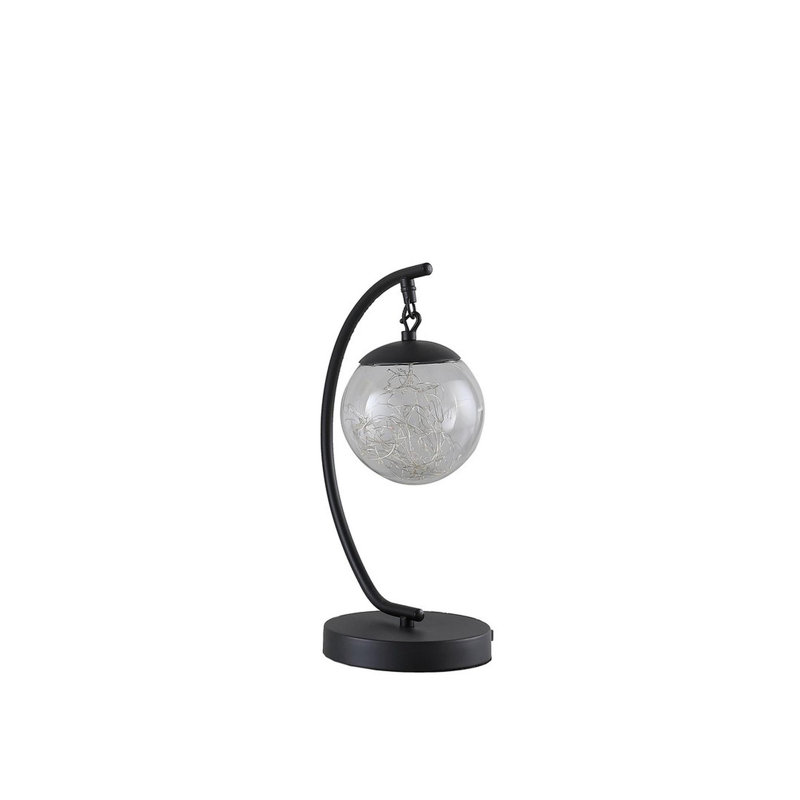 Lampe de table 14 po en verre à DEL multicolore avec orbe et port USB