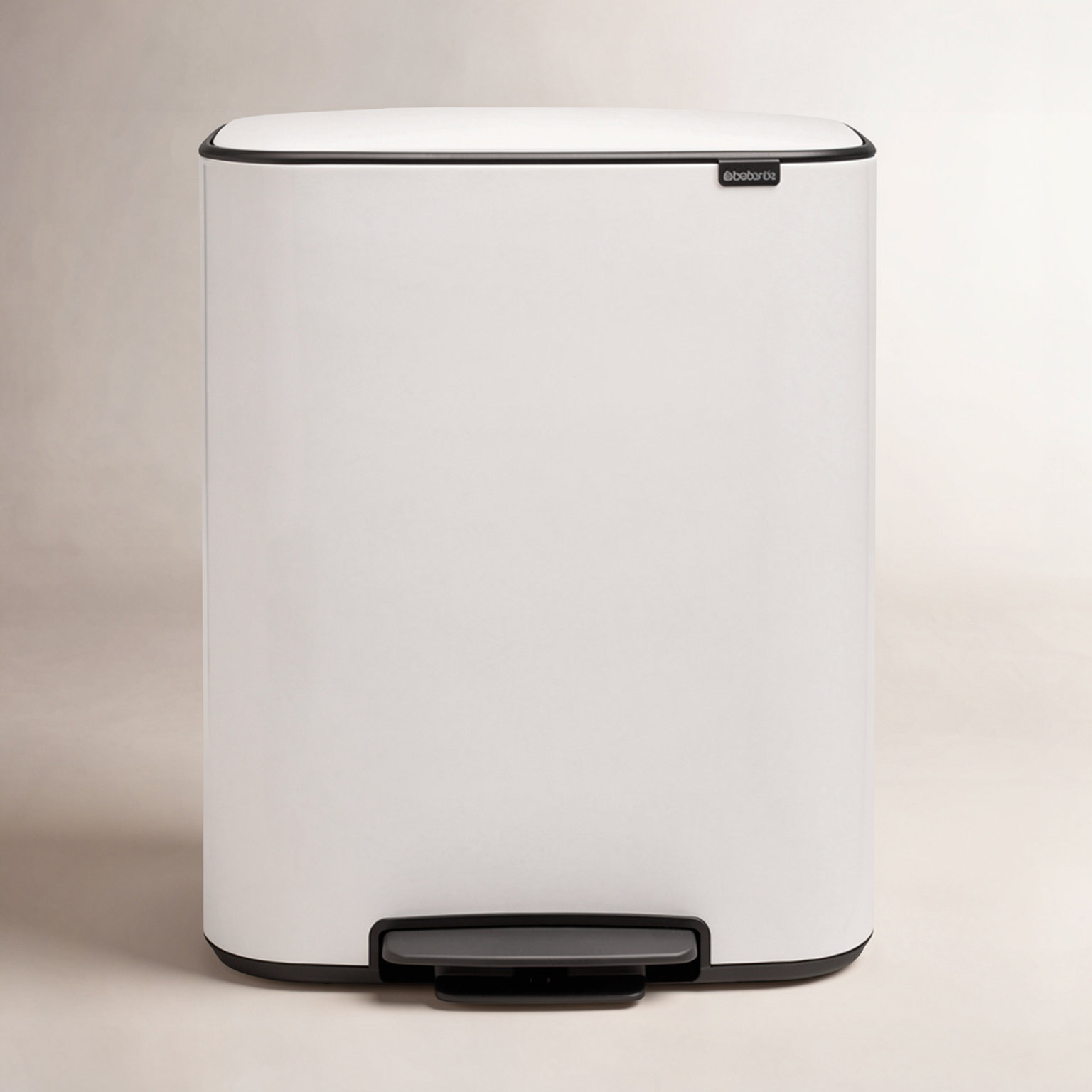 Brabantia Bo 16gal Step-On Trash Can, White