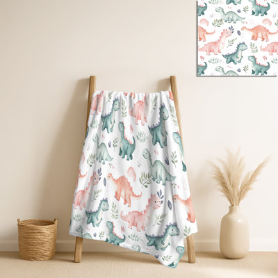 Kids Gentle Dinosaurs – Animal Print Cozy Blanket, Contemporary Soft Throw