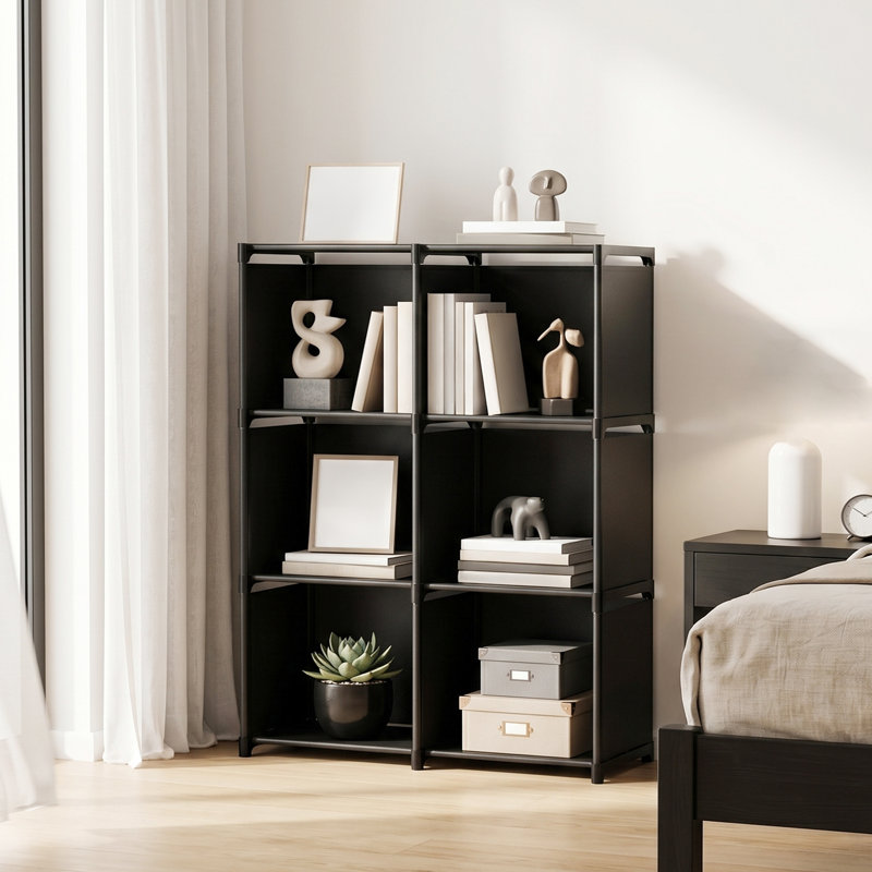 80 cm W Book Cabinet Bookcase, 93 cm H x 80 cm W x 29 cm D x, Black