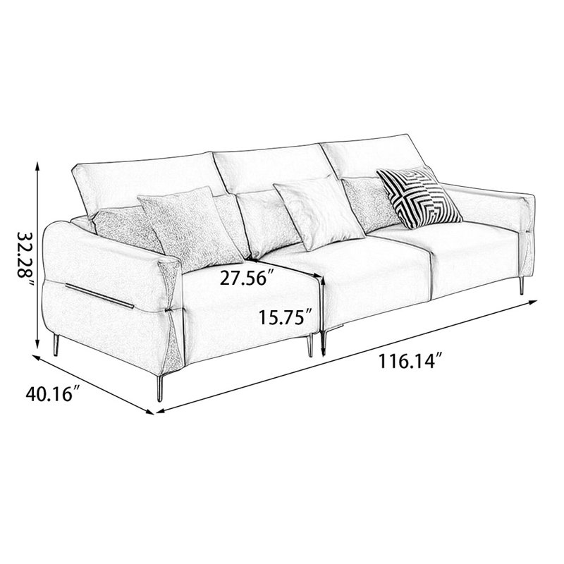 Coussin modulaire 116,14 po en similicuir, Gris