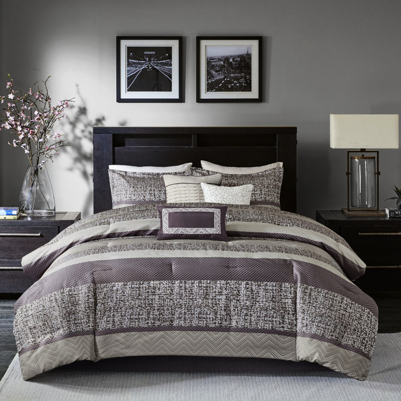 Édredon - 7 pièces, mauve, grand lit mauve, Queen Comforter + 6 Additional Pieces, Purple