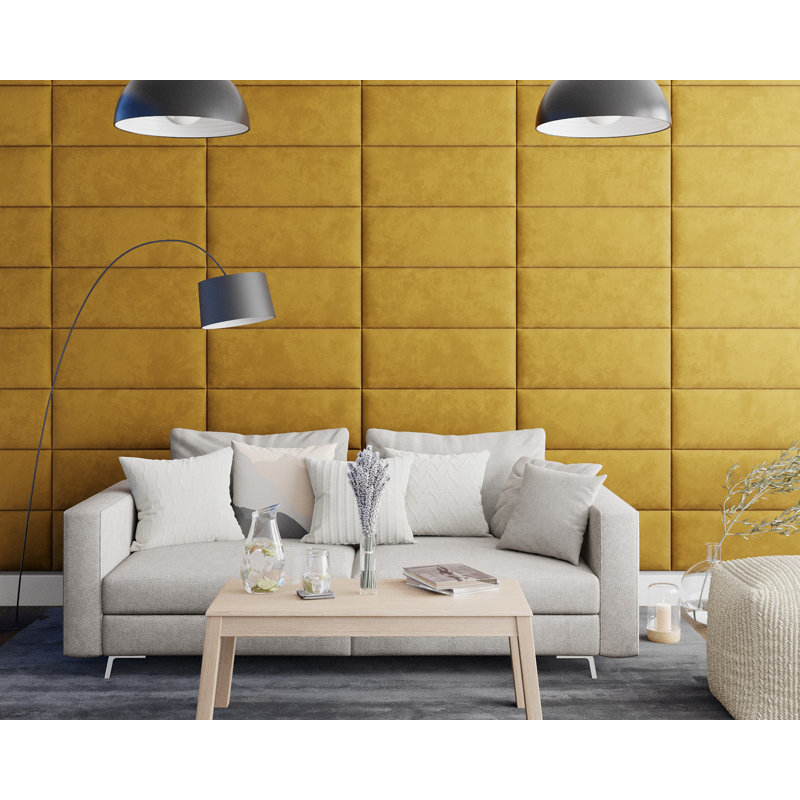 Kashyap 30 cm x 75 cm Peel and Stick Upholstered Wall Paneling in Ochre