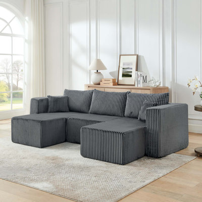 Canapé modulaire compact en velours côtelé modulaire compact avec un style minimaliste moderne
