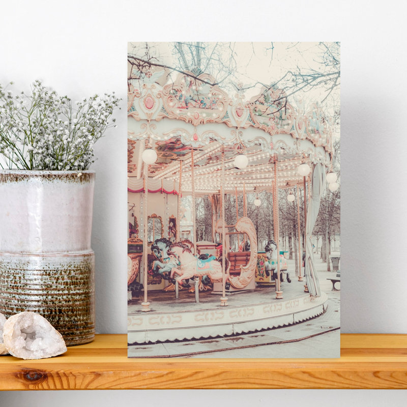 Dreamy Parisian Carousel Whimsical Architecture Wall Art Print 1 Piece Wrapped Canvas Wall Art, 45.72cm H x 30.48cm W