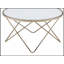 Table basse Mid-Century moderne avec plateau en verre givré et cadre au fini champagne pour des salons élégants