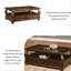 Table basse vintage rétro en bois de peuplier brun avec quatre tiroirs de rangement