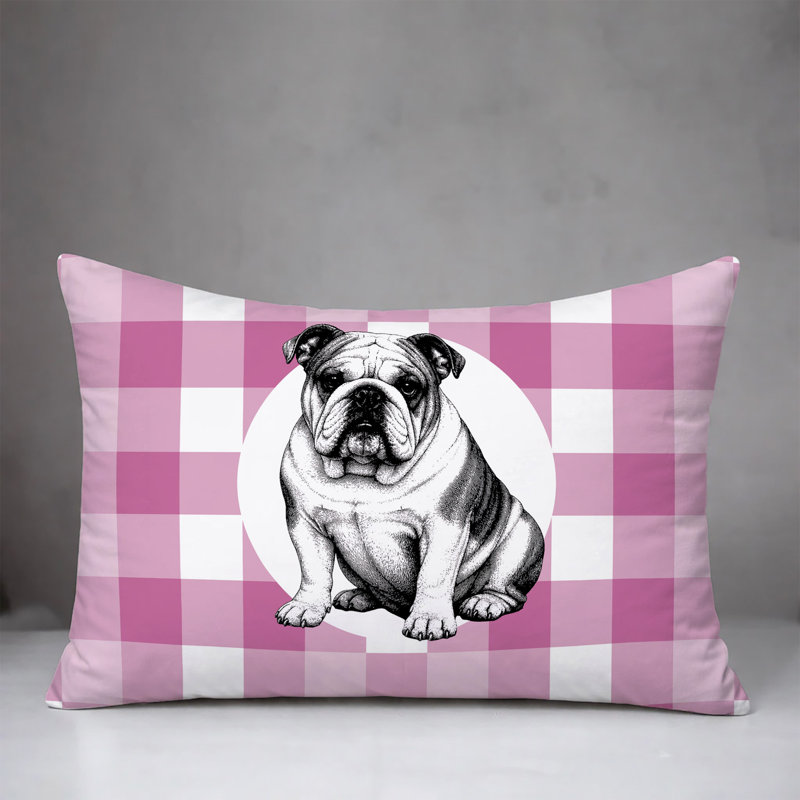 Oreiller réversible intérieur / extérieur Bulldog, 20 po x 14 po, Magenta