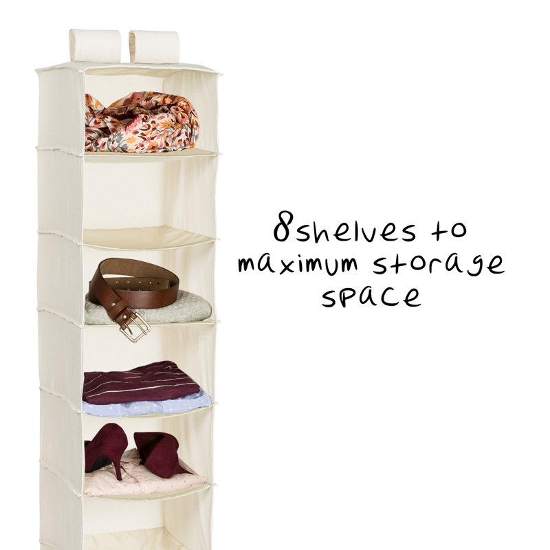 Natural Polycotton 8-Shelf Hanging Closet Organizer