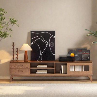 Meuble télé rétro en bois massif au design classique