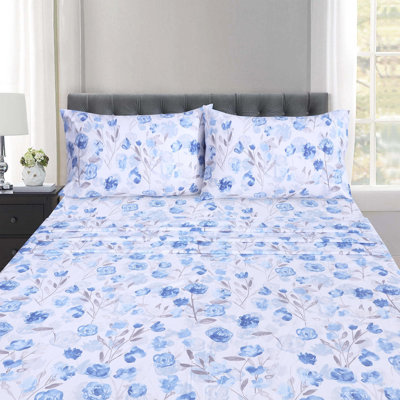 100% Cotton Sheets Sets Soft Crispy Percale Cooling Sheets 16 Inch Deep Pocket Bed Sheets