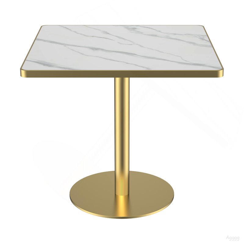 Table carrée bistro moderne tulipe 31,5 pouces avec plateau en faux marbre, facile à assembler, structure en métal robuste