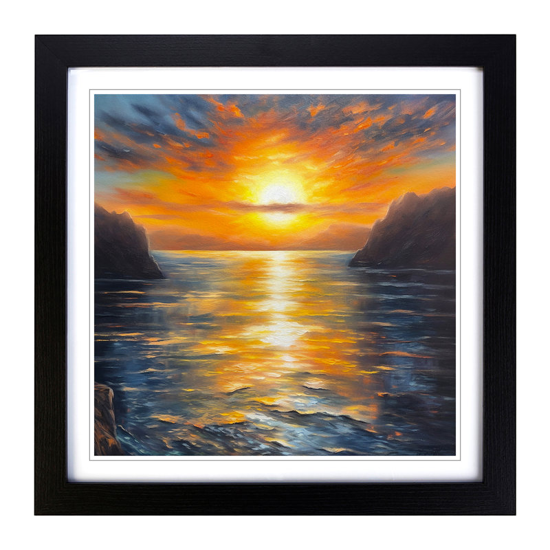 Sunrise Oil Painting No.1 - Framed Print, Black