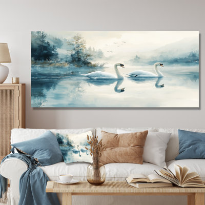 «Tranquility Swans On The Lake I», reproduction d'art moderne en métal, décoration murale oiseau en métal