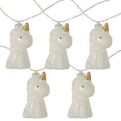 10-Count White Unicorn LED String Lights - 4.5 ft Clear Wire