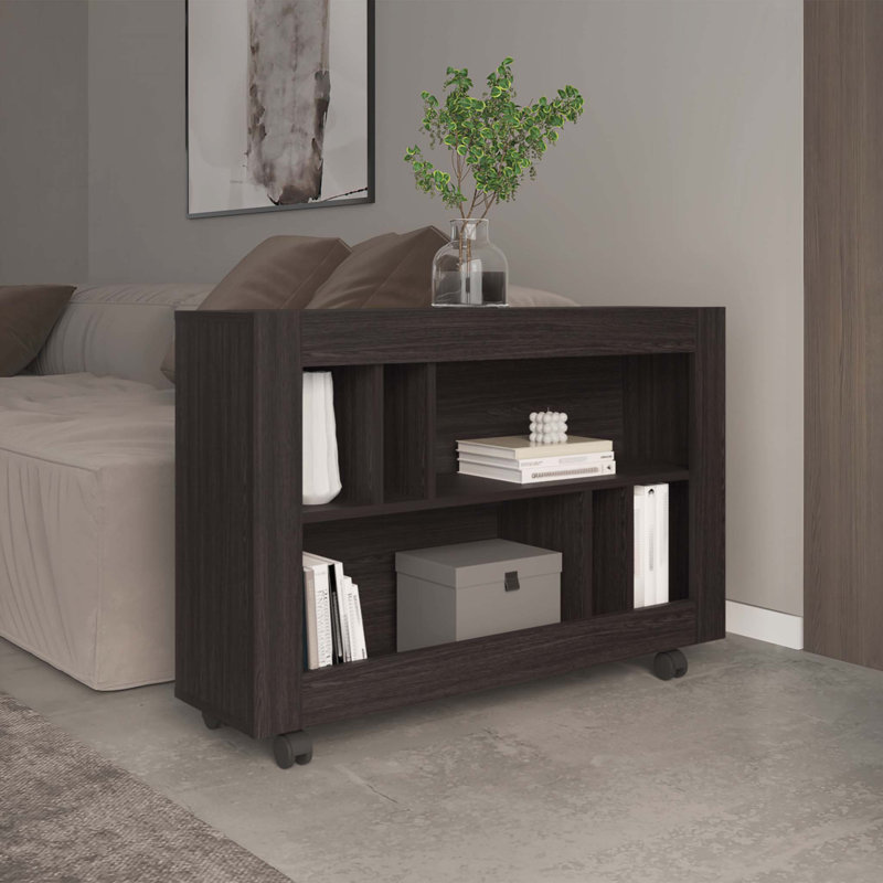 Console Table Cart, 5 Shelves, 4 Casters, Black