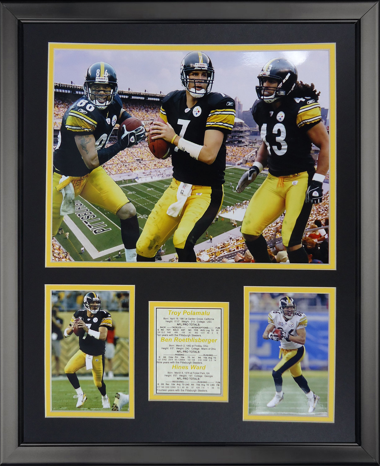 Legends Never Die NFL Pittsburgh Steelers 2000s Big Three Framed