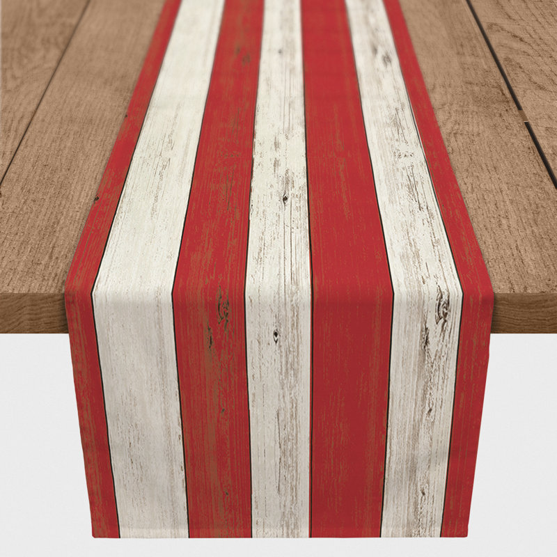 Analeese Rectangle Striped Polyester Table Runner, 90'' x 16''