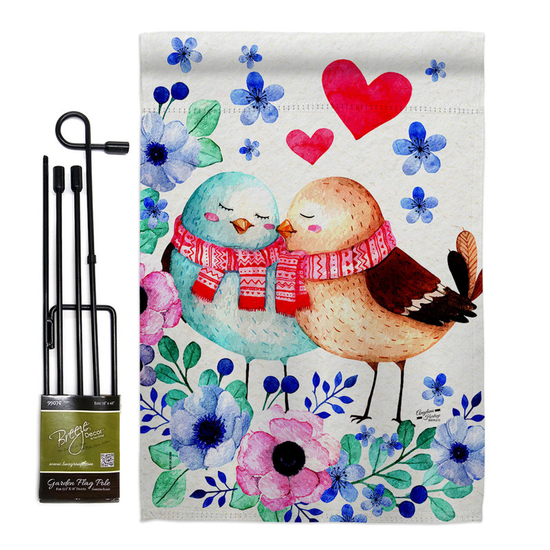 Ensemble de drapeaux en polyester 18 x 13 po Winter Sweet Birdes