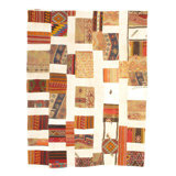 Turkish Wool Patchwork Area Rug in Ivory/Red