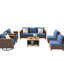 Mobilier de patio avec 8 chaises pivotantes à 360 °, rangement, coussins épais, bleu, meubles protégés: 8 et décoloration
